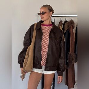 NWT princess Polly goldsmith faux leather bomber - size 6